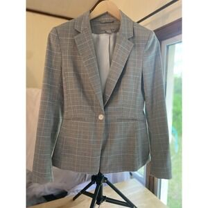 H & M Women's XXSmall Grey Plaid Blazer Jacket
